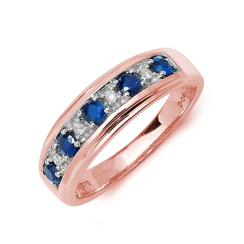 Pave Setting Round Rose Gold 4.0mm Rubover diamond and Lab Grown Diamond Rings
