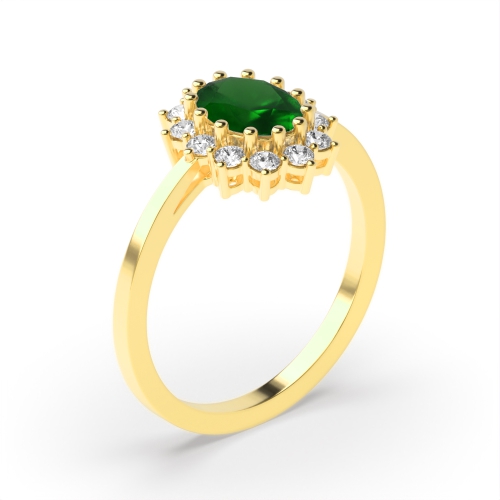 Gemstone Ring With 1.25Ct Oval Shape Emerald And Diamonds
