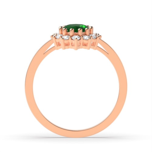 4 Prong Oval Rose Gold 1ct flower style halo diamond and Lab Grown Diamond Engagement Rings