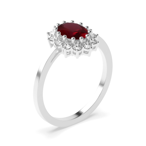 4 Prong Oval Ruby Gemstone Engagement Rings