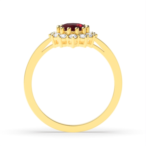 4 Prong Oval Yellow Gold 1.25ct flower style halo diamond and Naturally Mined Diamond Gemstone Engagement Rings