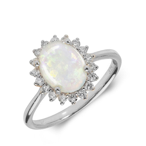 Buy Gemstone Ring With 1Ct Oval Shape Opal And Diamonds - Abelini