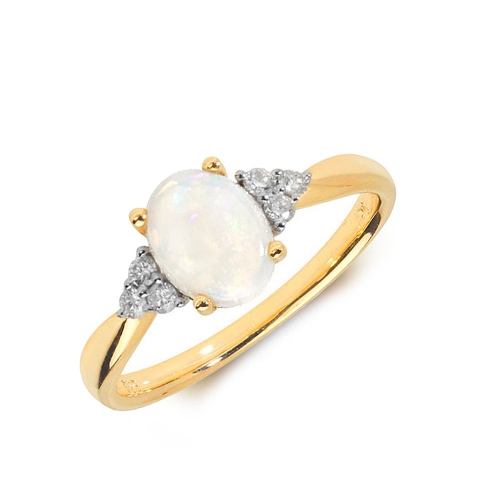 Gemstone Ring With 0.7ct Oval Shape Opal and Diamonds