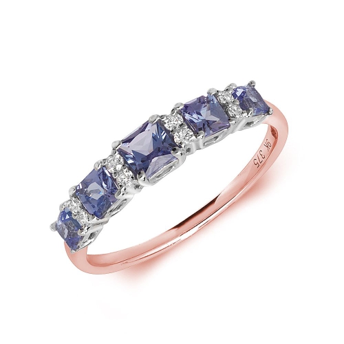 4 Prong Princess Rose Gold and Lab Grown Diamond Rings