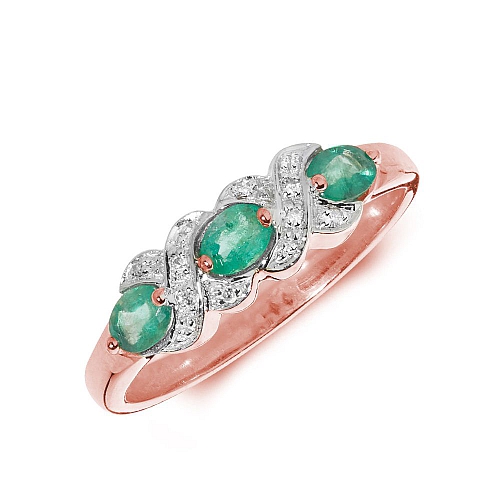 Pave Setting Oval Rose Gold Crossover diamond and Lab Grown Diamond Rings