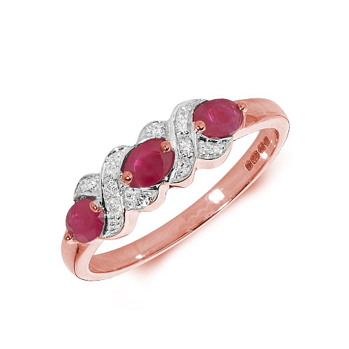 Pave Setting Oval Rose Gold Crossover diamond and Lab Grown Diamond Rings