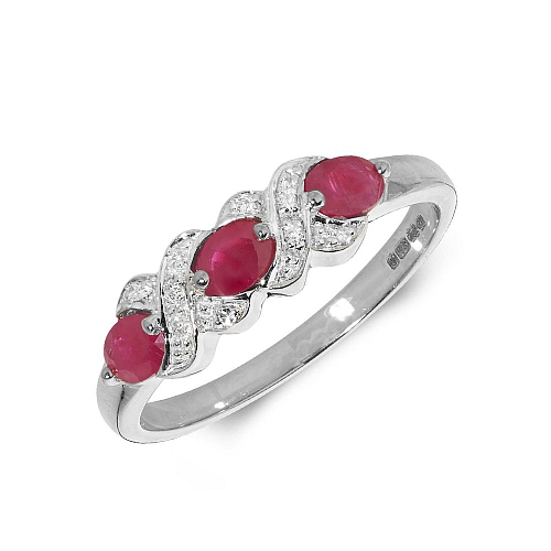 Pave Setting Oval Crossover diamond and Naturally Mined Gemstone Diamond Rings