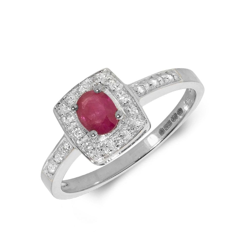 4 Prong Oval Ruby Gemstone Diamond Rings