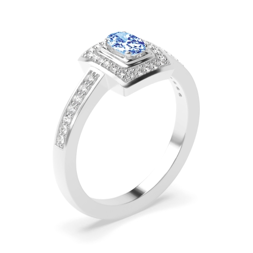 4 Prong Oval Platinum Tanzanite Gemstone Diamond Rings