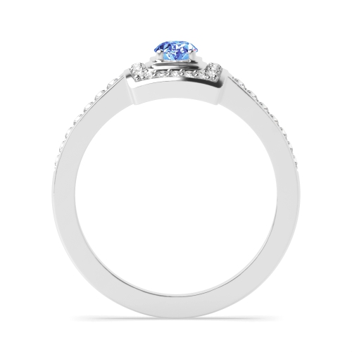 4 Prong Oval Promise Tanzanite Gemstone Diamond Ring