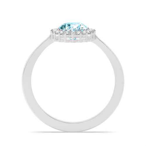 4 Prong Oval Aquamarine Gemstone Diamond Ring