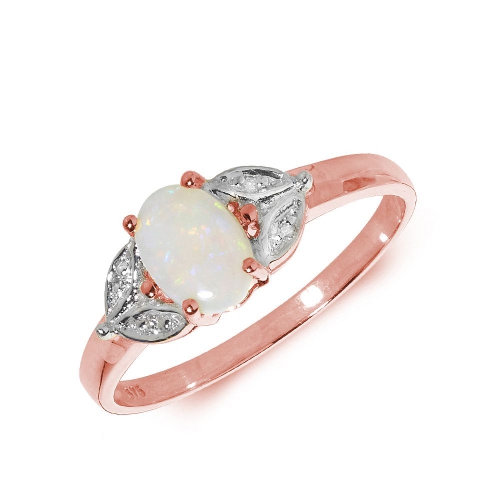 4 Prong Oval Rose Gold Leaf shaped diamond and Lab Grown Diamond Gemstone Engagement Rings