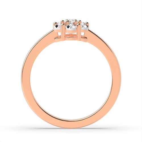 6 Prong Round Rose Gold Flower illusion Engagement Rings