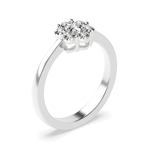 6 Prong Round Flower illusion Moissanite Engagement Rings