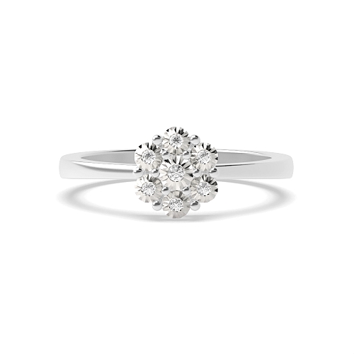 6 Prong Round Flower illusion Moissanite Engagement Rings