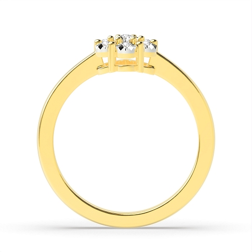 6 Prong Round Yellow Gold Flower illusion Engagement Rings