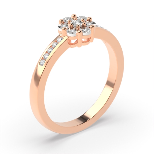 6 Prong Round Rose Gold Side shank illusion Illusion Set Engagement Rings