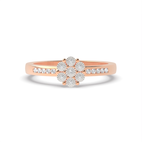 6 Prong Round Rose Gold Side shank illusion Illusion Set Engagement Rings