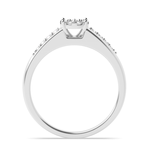 4 Prong Round Wide Shank Cluster Engagement Ring