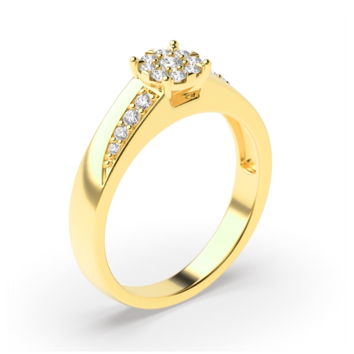 4 Prong Round Yellow Gold Wide shank Engagement Rings