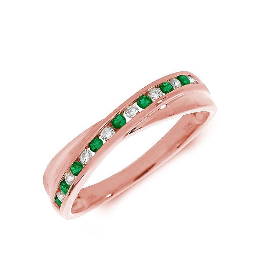 Channel Setting Round Rose Gold Crossover diamond and Lab Grown Diamond Rings