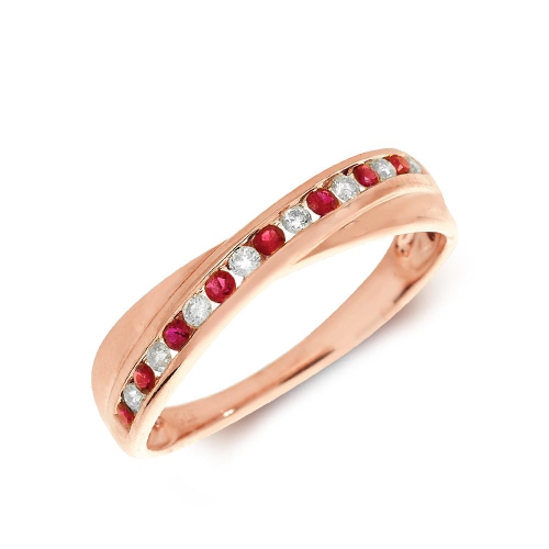 Channel Setting Round Rose Gold Crossover diamond and Lab Grown Diamond Rings