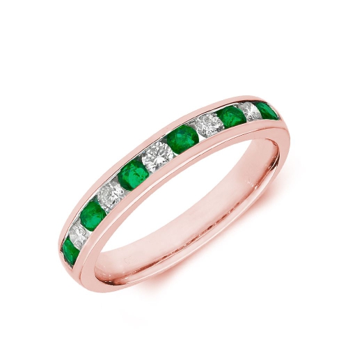 Channel Setting Round Rose Gold 2.5mm rubover diamond and Lab Grown Diamond Rings