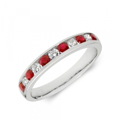 Channel Setting Round Ruby Gemstone Diamond Jewellery Gifts Idea