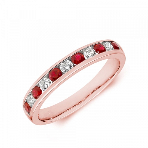 Channel Setting Round Rose Gold 2.50mm alternate diamond and Lab Grown Diamond Rings