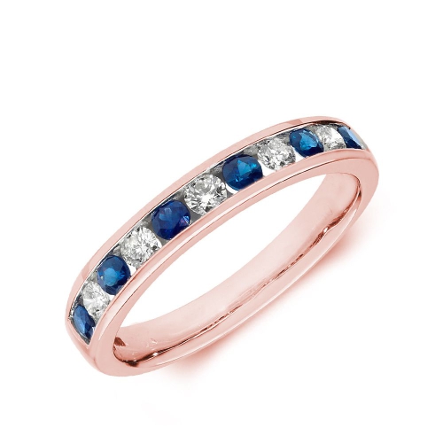 Channel Setting Round Rose Gold 2.50mm alternate diamond and Lab Grown Diamond Rings