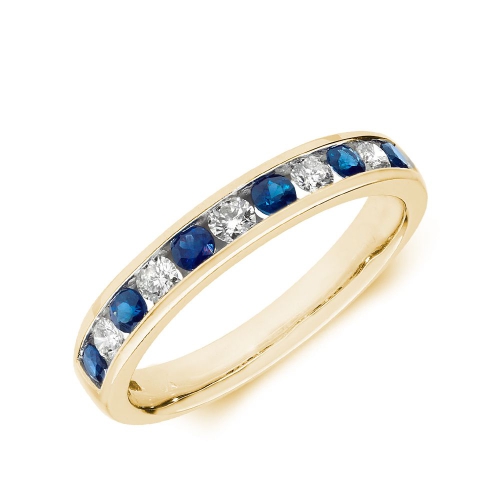 Channel Setting Round Yellow Gold 2.50mm alternate diamond and Lab Grown Diamond Rings