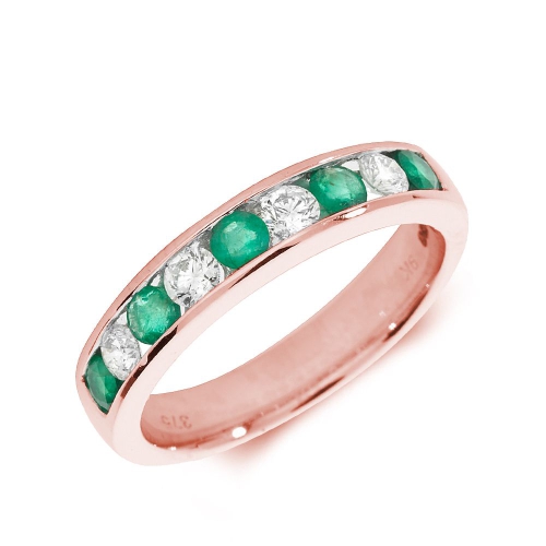 Channel Setting Round Rose Gold 3.00mm alternate diamond and Lab Grown Diamond Rings