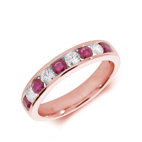 Channel Setting Round Rose Gold 3.00mm alternate diamond and Lab Grown Diamond Rings