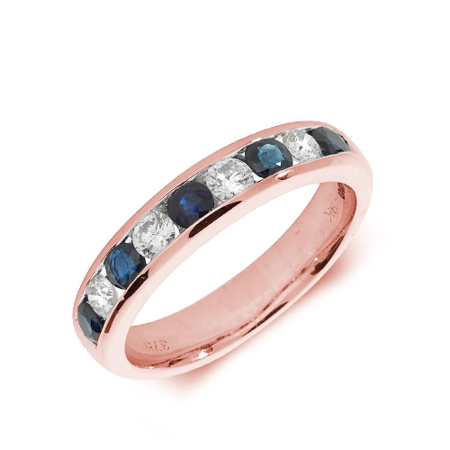 Channel Setting Round Rose Gold 3.00mm alternate diamond and Lab Grown Diamond Rings