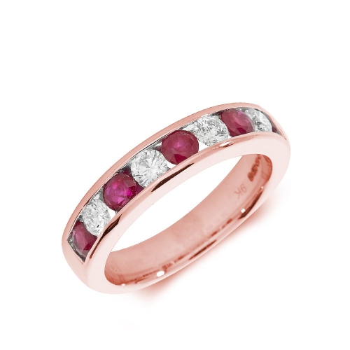 Channel Setting Round Rose Gold 3.50mm alternate diamond and Lab Grown Diamond Rings