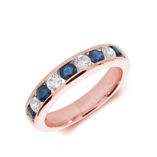 Channel Setting Round Rose Gold 3.50mm alternate diamond and Lab Grown Diamond Rings