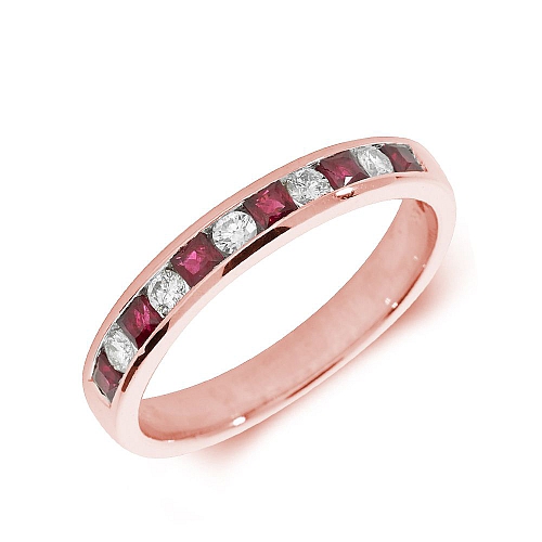 Channel Setting Princess Rose Gold 2.50mm alternate diamond and princess Lab Grown Diamond Rings