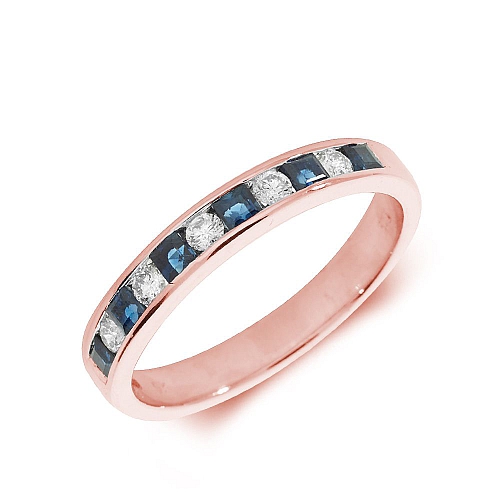 Channel Setting Princess Rose Gold 2.5mm rubover diamond and Lab Grown Diamond Rings