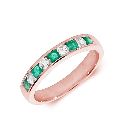 Channel Setting Princess Rose Gold 3.00mm alternate diamond and princess Lab Grown Diamond Rings