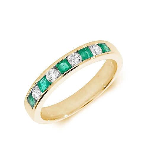 Channel Setting Princess Yellow Gold 3.00mm alternate diamond and princess Lab Grown Diamond Rings