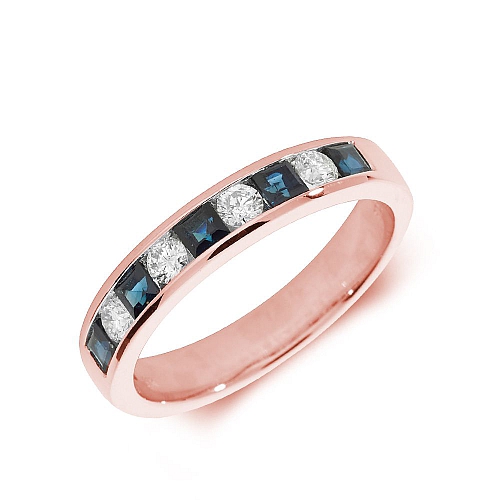 Channel Setting Princess Rose Gold 3.00mm alternate diamond and princess Lab Grown Diamond Rings