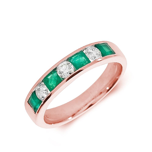Channel Setting Princess Rose Gold 3.50mm alternate diamond and princess Lab Grown Diamond Rings