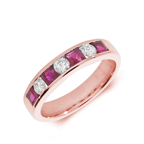 Channel Setting Princess Rose Gold 3.50mm alternate diamond and princess Lab Grown Diamond Rings