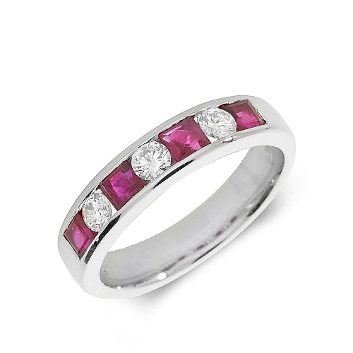 Channel Setting Princess 3.50mm alternate diamond and princess Naturally Mined Gemstone Diamond Rings
