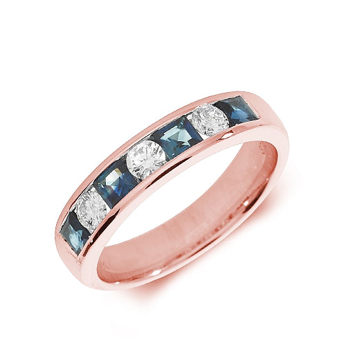 Channel Setting Princess Rose Gold 3.50mm alternate diamond and princess Lab Grown Diamond Rings