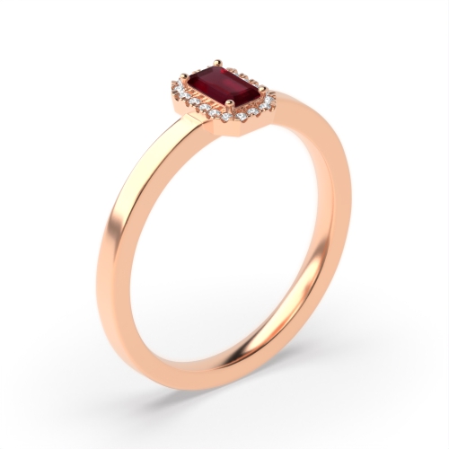 4 Prong Emerald Rose Gold Halo diamond and Lab Grown Diamond Gemstone Engagement Rings