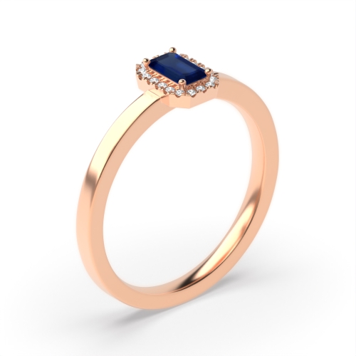 4 Prong Emerald Rose Gold Halo diamond and Naturally Mined Diamond Engagement Rings