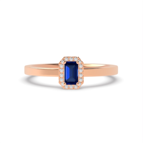 4 Prong Emerald Rose Gold Halo diamond and Naturally Mined Diamond Engagement Rings