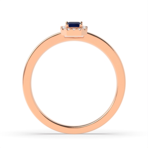 4 Prong Emerald Rose Gold Halo diamond and Naturally Mined Diamond Engagement Rings