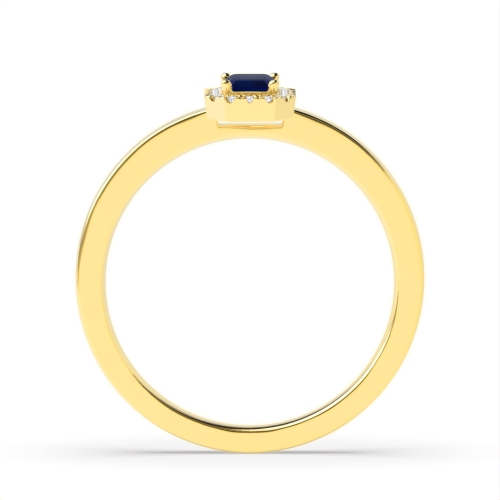 4 Prong Emerald Yellow Gold Halo diamond and Naturally Mined Diamond Engagement Rings